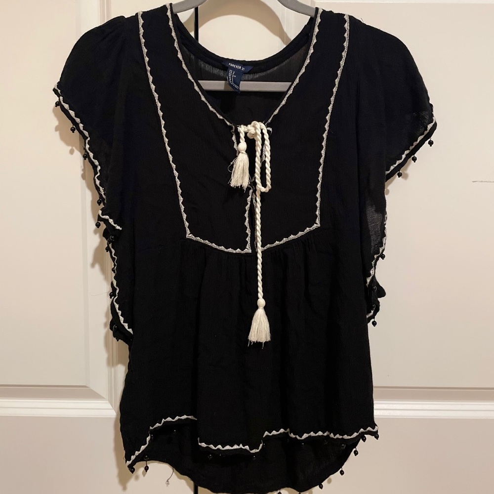 Beaded fringe blouse